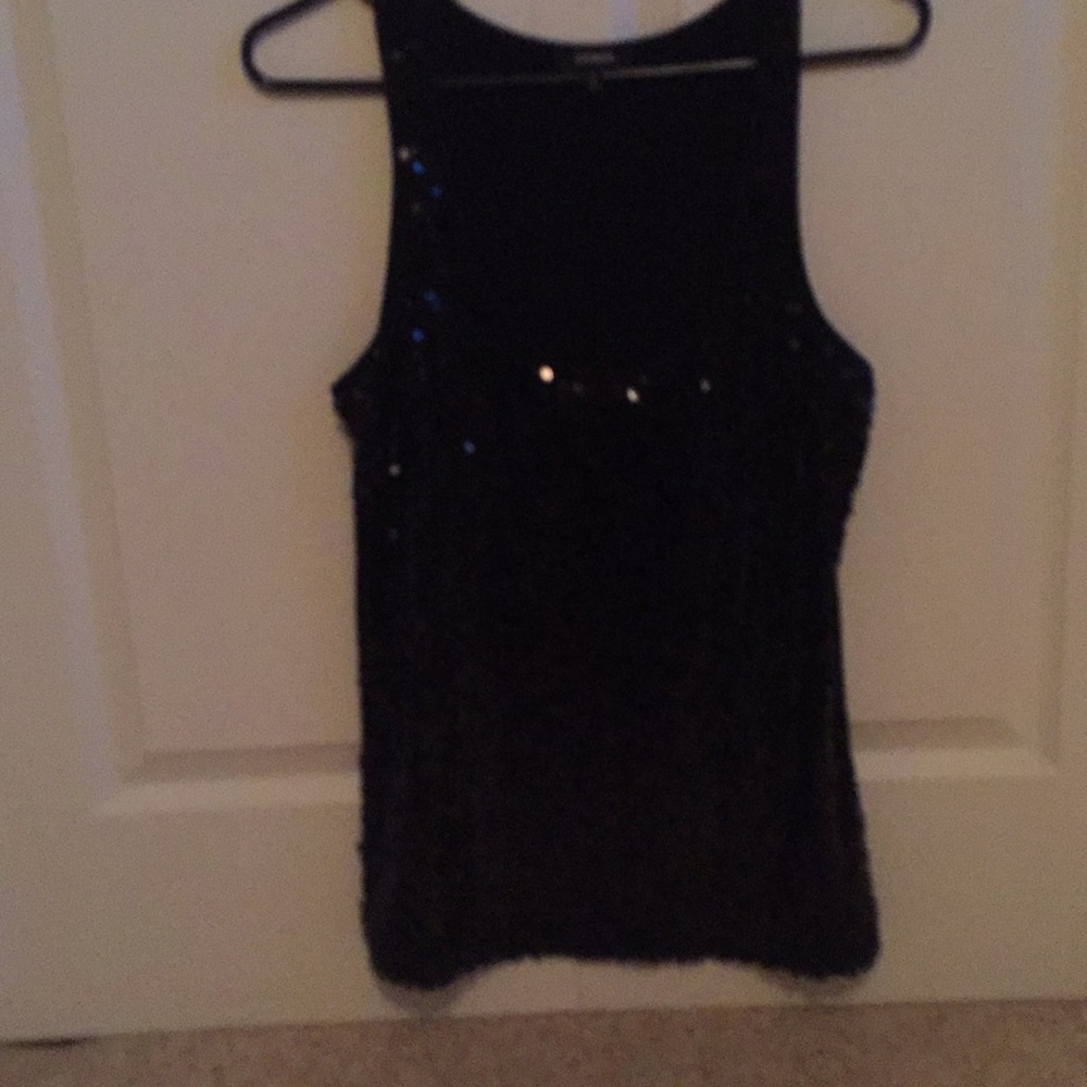 Black Sequin Tank Top